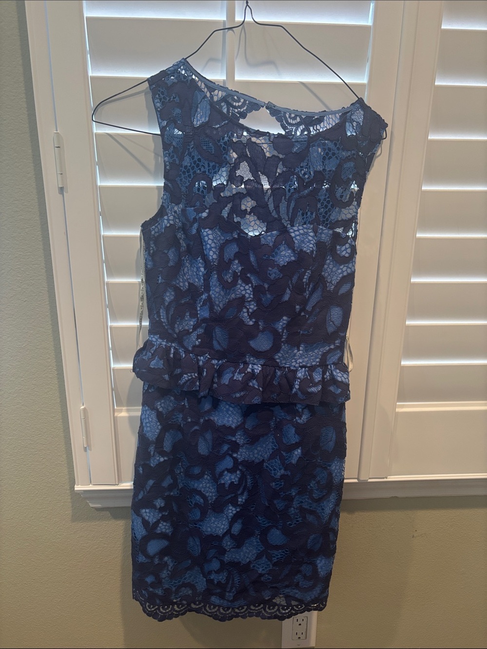 Lilly Pulitzer Navy Blue Lace One-Shoulder Asymmetrical Dress